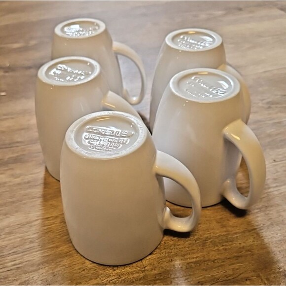 SET OF 5 CORELLE STONEWEAR WHITE MUGS, Restaurant ware - Picture 5 of 5